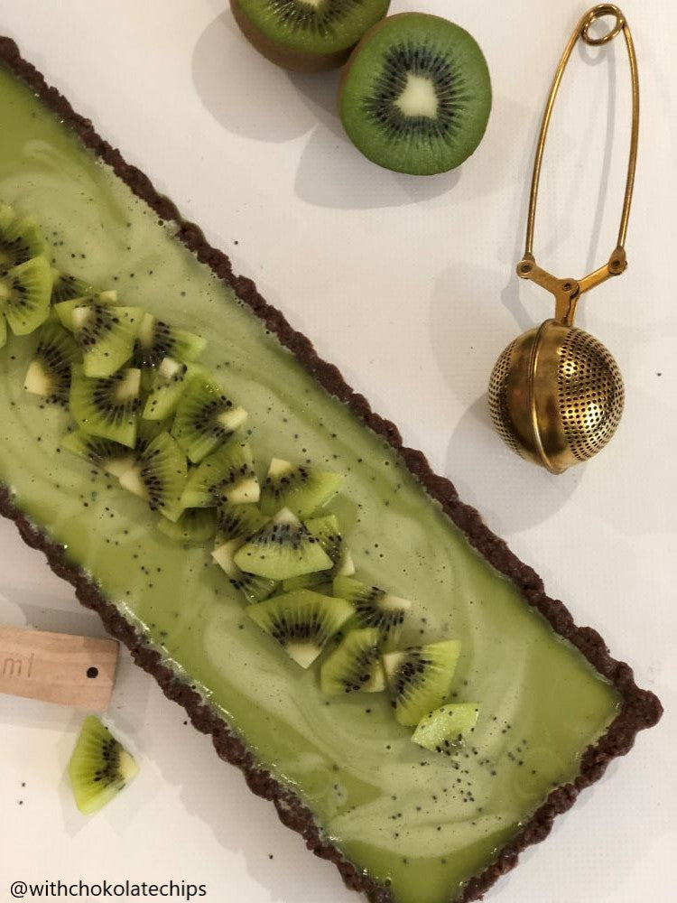 Matcha panna cotta pie.