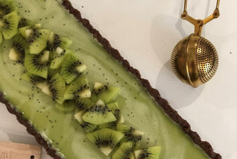 Matcha panna cotta pie.